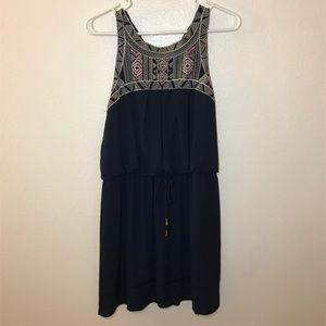 High Neck Blue Dress